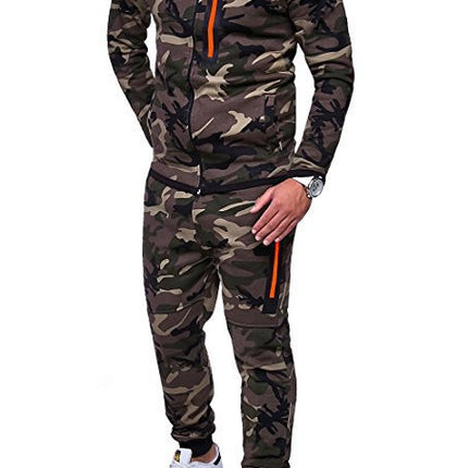 Wholesale Men's Outdoor Camouflage Hoodies Joggers Two Piece Set