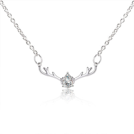 Simple and Sweet Little Antler Christmas Necklace Clavicle Chain