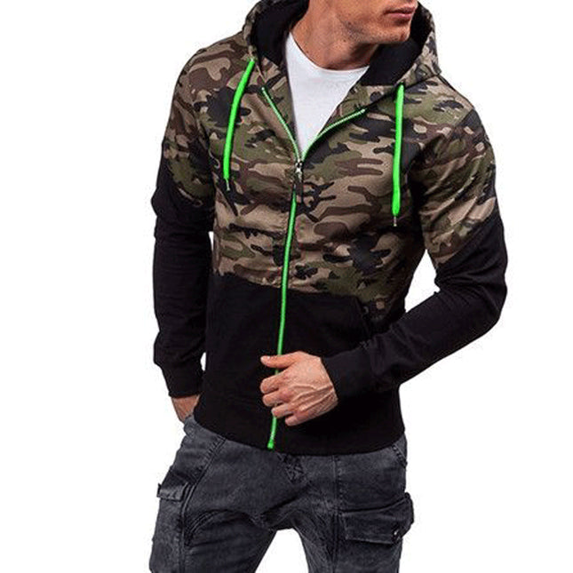 Wholesale Men's Spring Casual Stitching Camouflage Hooded Hoodies