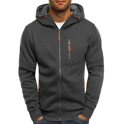 Wholesale Men's Sports Casual Jacquard Hoodies Cardigan Hooded Jacket