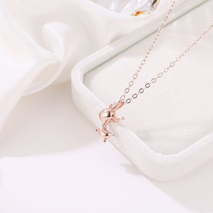 Regalo de joyería de Navidad de astas de cadena de clavícula de oro rosa simple