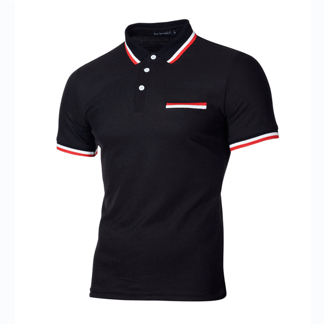 Wholesale Men's Neckline Stitching Short Sleeve Slim Fit Casual Polo Shirt