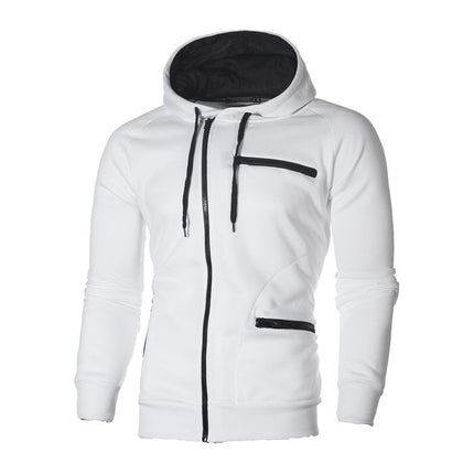 Wholesale Men's Sports Casual Jacquard Fleece Cardigan Hooded Jacket