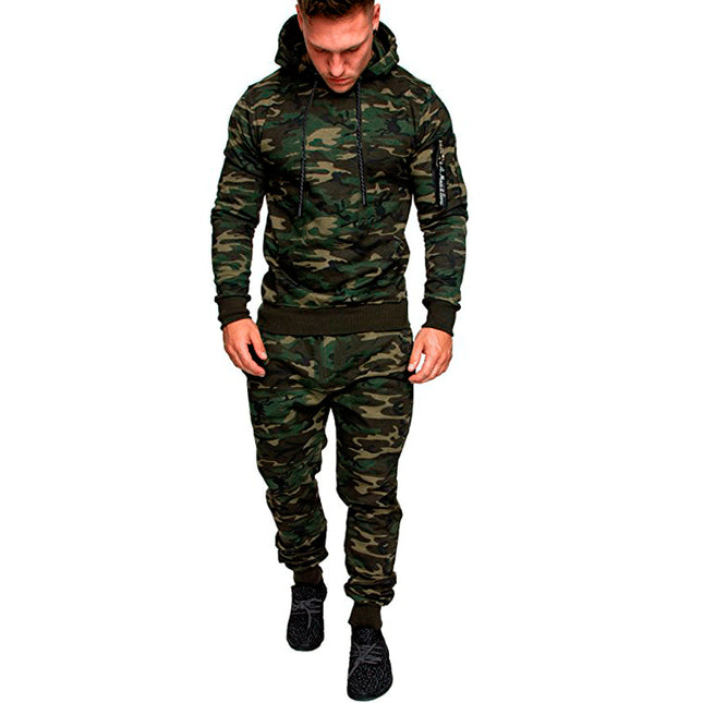 Herren Sport Casual Camouflage Pullover Hoodies Jogger Set