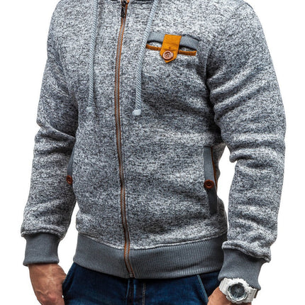 Wholesale Men's Fall Winter Fleece Sport Cardigan Round Neck Hoodies Jacket