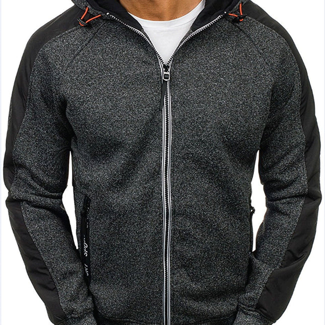 Wholesale Men's Casual Sports Jacquard Fleece Cardigan Hooded Jacket