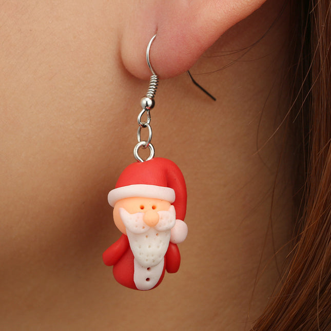 Niedliche Cartoon-kreative Weihnachtsmann-handgemachte weiche Keramik-Ohrringe