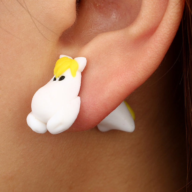 Hippo Body Piercing Handmade Three-dimensional Soft Pottery Eco-friendly Cartoon Earrings