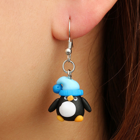 Creative Little Penguin Soft Pottery Earrings