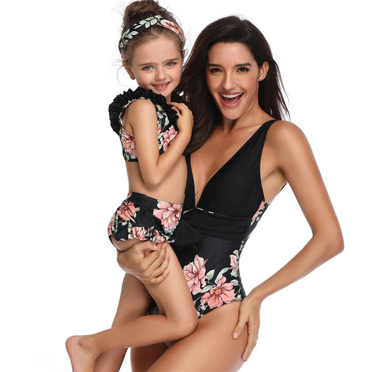 Wholesale Parent-child One-Piece Swimsuit Mother Daughter Swimwear