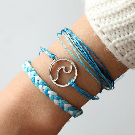 Waxed Wire Braided Alloy Hand Wire Rope Braided Twist Bracelet 3 Pieces