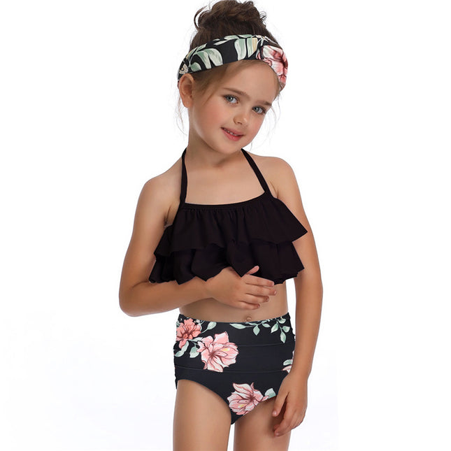 Kinder-Badebekleidungs-Bikini-Mädchen-zweiteilige Badebekleidung mit hoher Taille