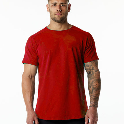 Camiseta de manga corta informal con cuello redondo de algodón deportivo para hombre