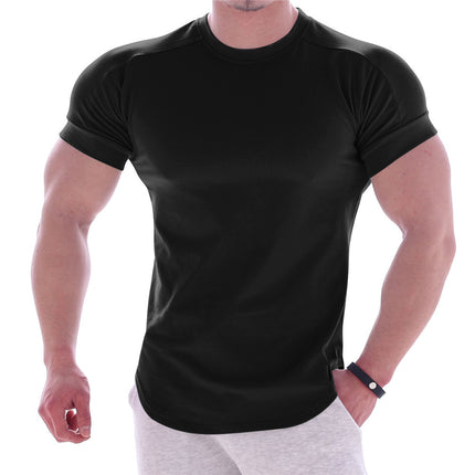 Wholesale Men's Round Neck Stretch Fit Sports Fitness Short Sleeve T-Shirt
