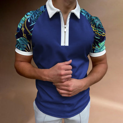 Wholesale Men's Sports Summer Zipper Short Sleeve Polo Shirt