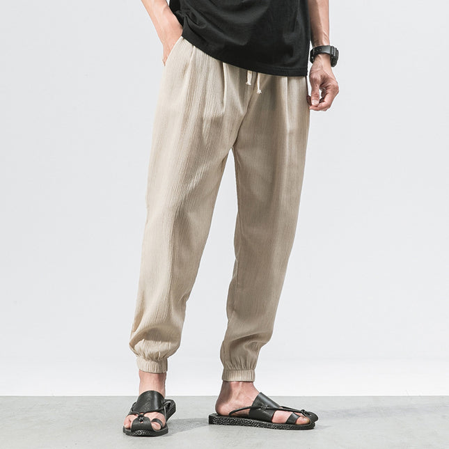 Wholesale Men's Summer Plus Size Linen Cotton Harem Casual Pants