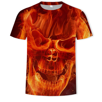 Herren T-Shirt Totenkopf 3D Digitaldruck Rundhals Kurzarm