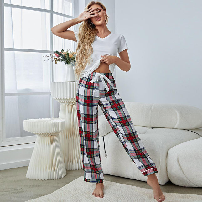 Women's Pajamas Ladies Short Sleeve Trousers Homewear Set