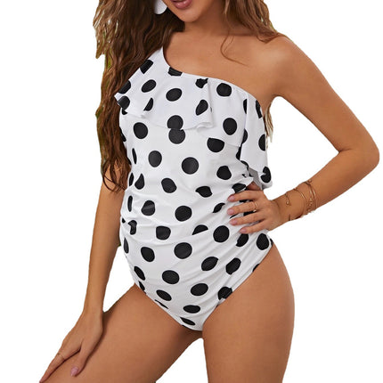 Wholesale Maternity One Piece Swimsuit Polka Dot Sexy Ruffle Swimsuit