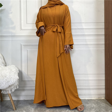 Muslim Ladies Set Abaya Sleeveless Dress with Pockets