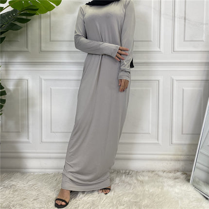 Wholesale Arabian Women's Solid Color Long Sleeve Dress