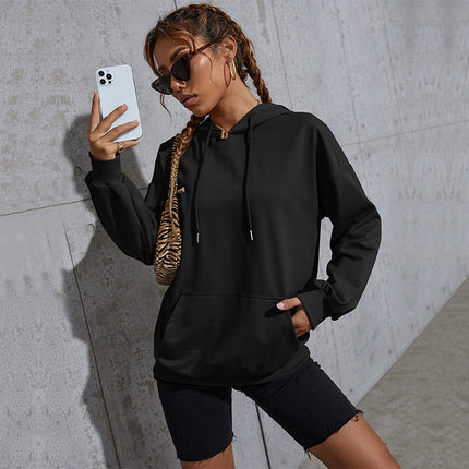 Wholesale Ladies Fashion Solid Color Casual Sports Hoodie