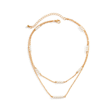 Pearl Clavicle Chain Necklace Simple Metal Thin Chain Necklace