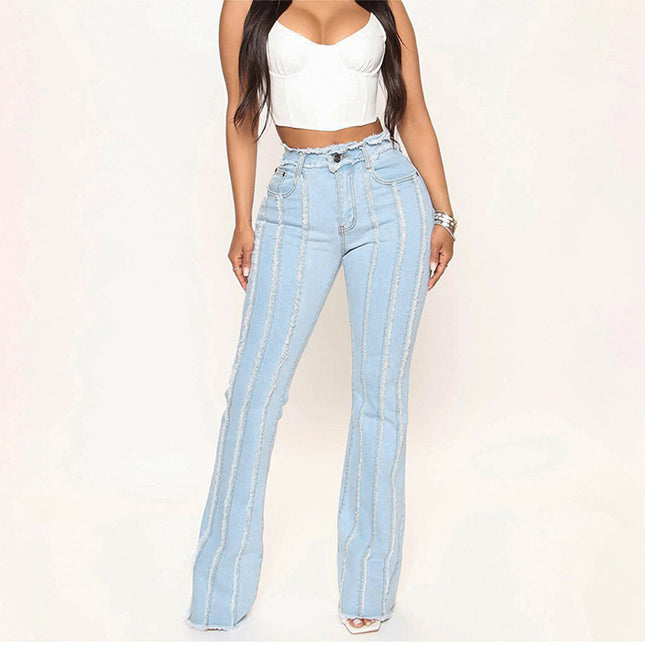 Damen Frühjahr Sommer elastische Mode Jeans mit mittlerer Taille