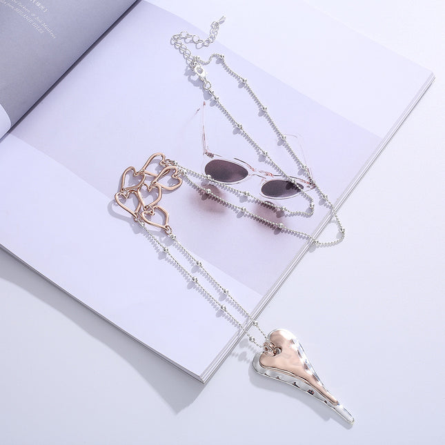 Wholesale Women's Heart Shape Geometric Metal Contrasting Color Necklace