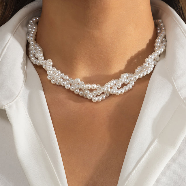 Perlenketten-Wrap-Halskette Modische einfache Schlüsselbein-Halskette