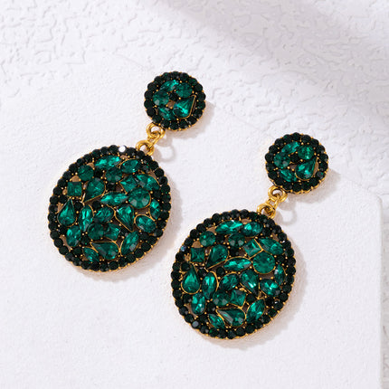 Fashion Colorful Rhinestone Stud Earrings Exaggerated Round Earrings