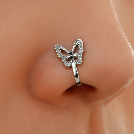 Comercio al por mayor damas en forma de U nariz falsa anillo mariposa nariz espárragos