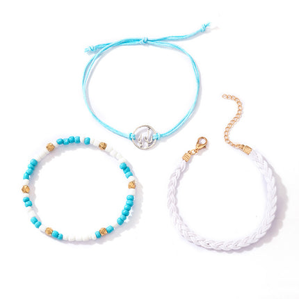 Wholesale Beaded Braided Rice Beads Cord Bracelet Three Pieces