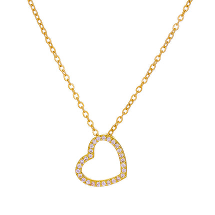 Heart Necklace Rhinestone Heart Shaped Clavicle Chain