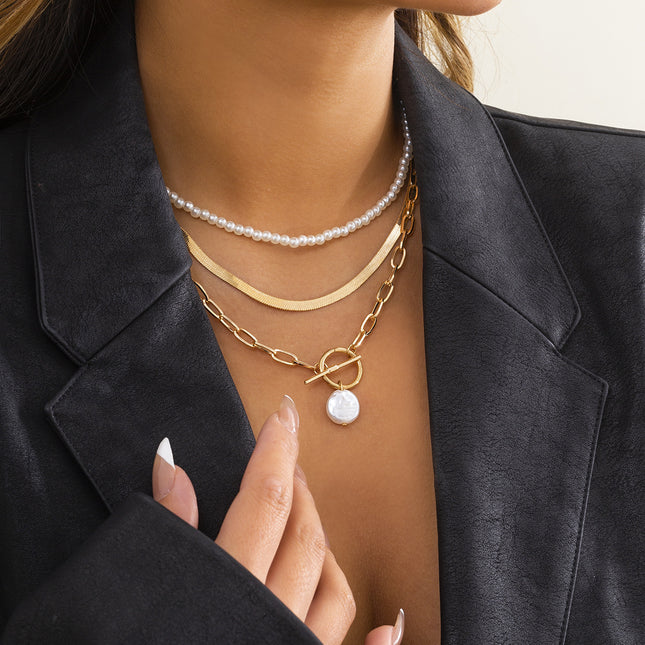 Großhandelshirse-Perlen-Schlüsselbein-Schlangen-Knochen-Ketten-Halskette