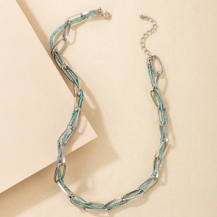 Simple Color Matching Rice Bead Thin Chain Trendy Necklace