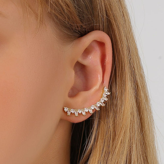 Zircon Earbone Clip Fashion Pendientes de clip de oreja de diamantes de imitación de una pieza