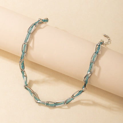 Simple Color Matching Rice Bead Thin Chain Trendy Necklace