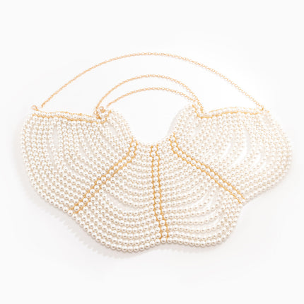 Cadena de cuerpo de borla de perlas de imitación multicapa de moda al por mayor