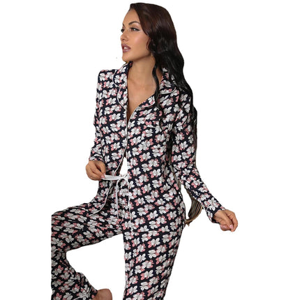 Damen Homewear Cardigan Langarm Hose Pyjama Set