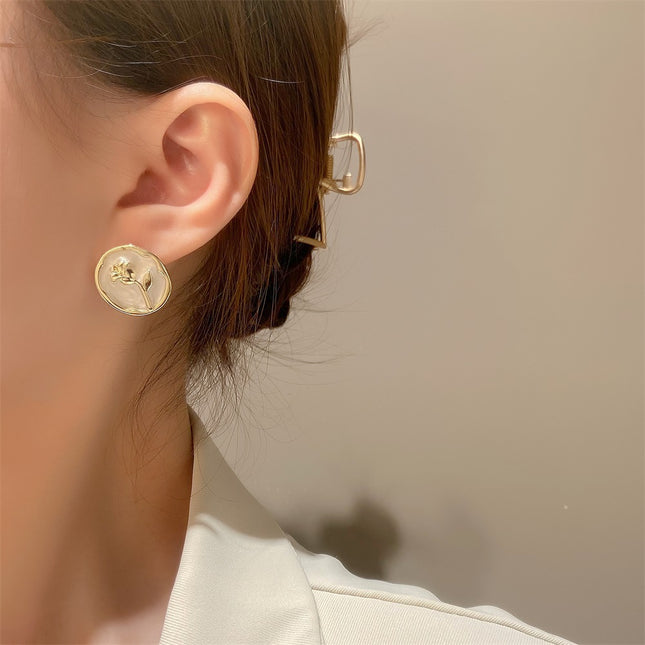 Wholesale Fashion Ladies Drip Oil Flower Stud Rose Earrings