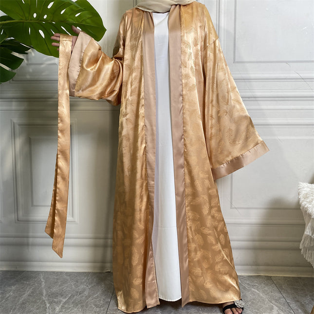 Middle Eastern Satin Cardigan Robe Loose Sleeve Muslim
