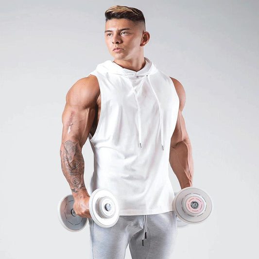 Wholesale Men's Fitness Sports Hooded Loose Sleeveless Vest