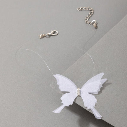 Transparent Invisible Fishing Line Tulle Butterfly Necklace