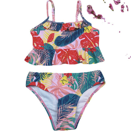 Wholesale Kids Two Piece Swimsuit Girls Print Backless Bikini