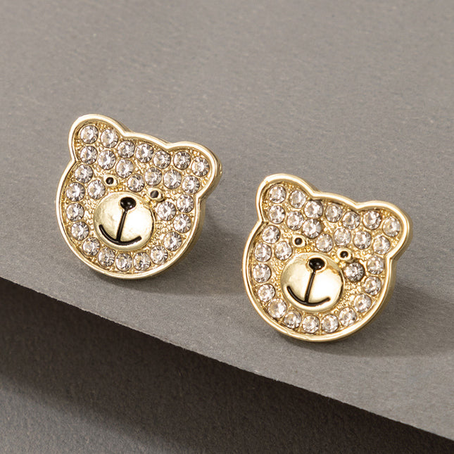 Little Bear Diamond Stud Earrings Irregular Animal Cartoon Earrings