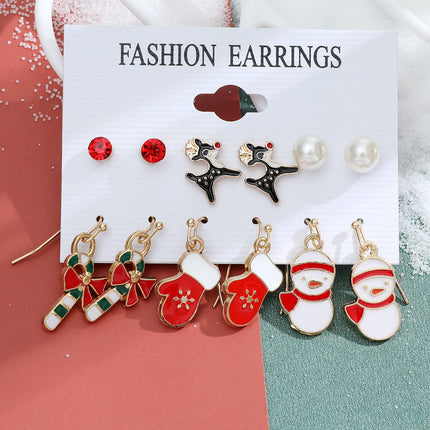 Wholesale Christmas Snowflake Bells Cartoon Oil Drip Earrings