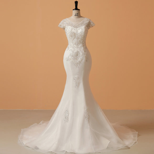 Großhandelsbrautkleines schleppendes weißes Hochzeits-Kleid