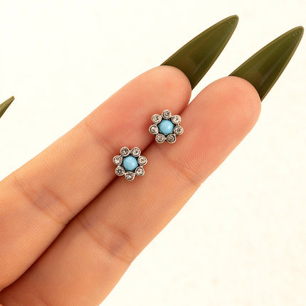 Color Embellished Round Stud Earrings