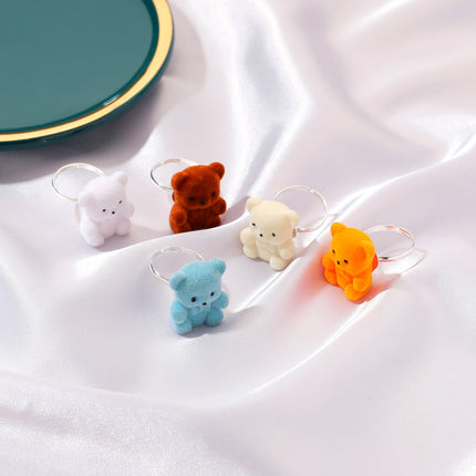 Cute Plush Bear Ring Adorable Pet Animal Opening Adjustable Ring